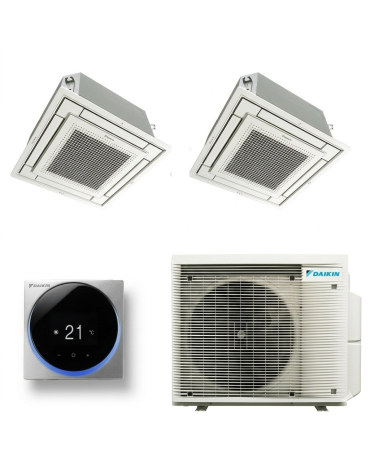 légkondicionáló készülék dublu-split Daikin két beltéri egységgel kasettás, 9000 és 18000 BTU, 2MXM68A-FFA25A+FFA50A, 60 hónap garancia, távirányító MADOKA mellékelt