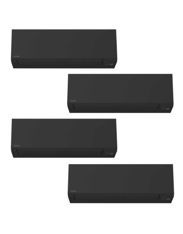 Aparat de aer condiționat multisplit TOSHIBA cu patru unități interne EDGE Black, trei 9000 BTU și una de 12000 BTU, wifi integrat, garanție 60 luni, funcționare pe încălzire până la -20°C