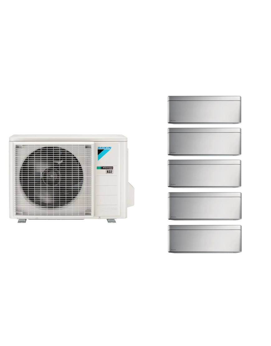 Aparat de aer condiționat multisplit Daikin Stylish cu cinci unități interne, patru 5000 BTU și una de 12000 BTU Silver - garanție 60 luni