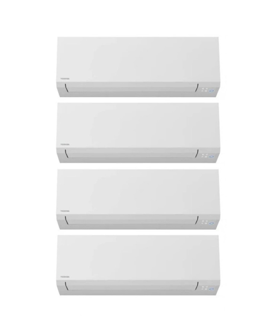 Aparat de aer condiționat multisplit TOSHIBA cu patru unități interne EDGE Albe, trei 9000 BTU și una de 12000 BTU, wifi integrat, garanție 60 luni, funcționare pe încălzire până la -20°C