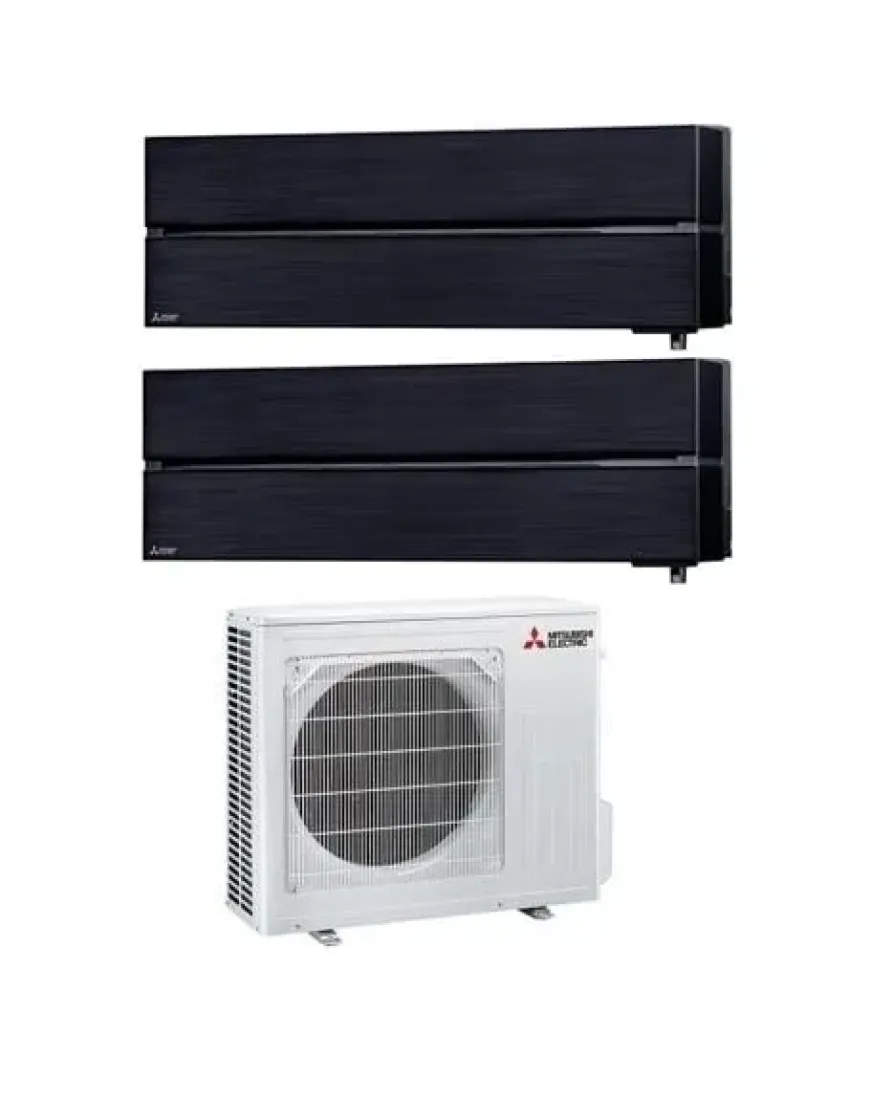 multisplit légkondicionáló készülék Mitsubishi Elektromos Kirigamine Deluxe két beltéri egységgel 9000 BTU Onyx Fekete, MXZ-2F42VF3-2*MSZ-LN25VGB, 60 hónap garévcia, Érzékelő 3D i-see, Plazma Quad Plusz