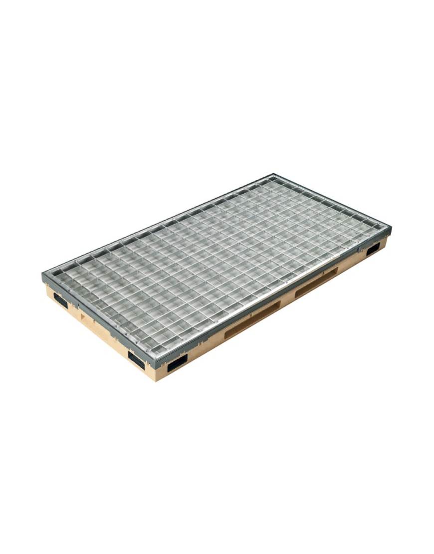 Ștergător de lábak încastrabil ACO Vario 2.0 Hybrid, cu tavă din beton cu polimeri és grătar retea szem 30/30, 1000x500x80mm