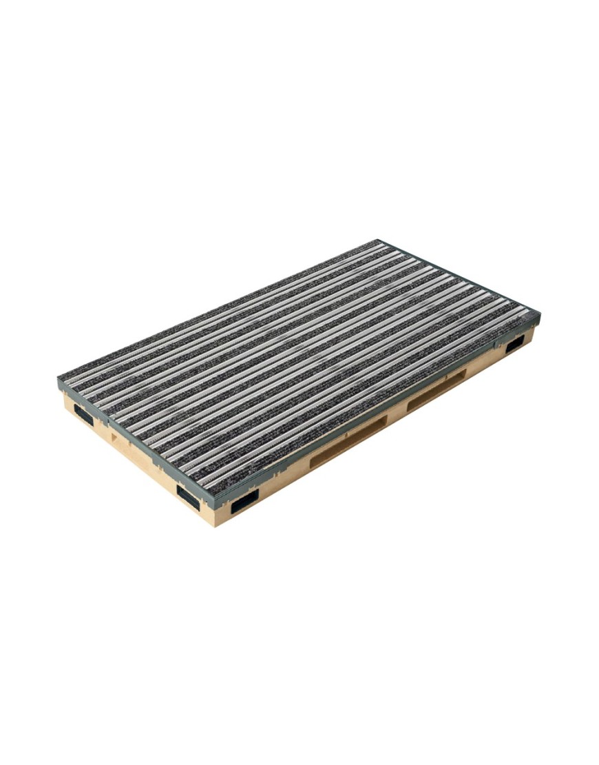 Ștergător de lábak încastrabil ACO Vario 2.0 Hybrid, cu tavă beton cu polimeri és grătar benzi textile és profile kefe, 1000x500x80mm