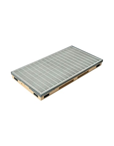 Ștergător de lábak încastrabil ACO Vario 2.0 Hybrid, cu tavă din beton cu polimeri és grătar profilat longitudinal, 750x500x80mm