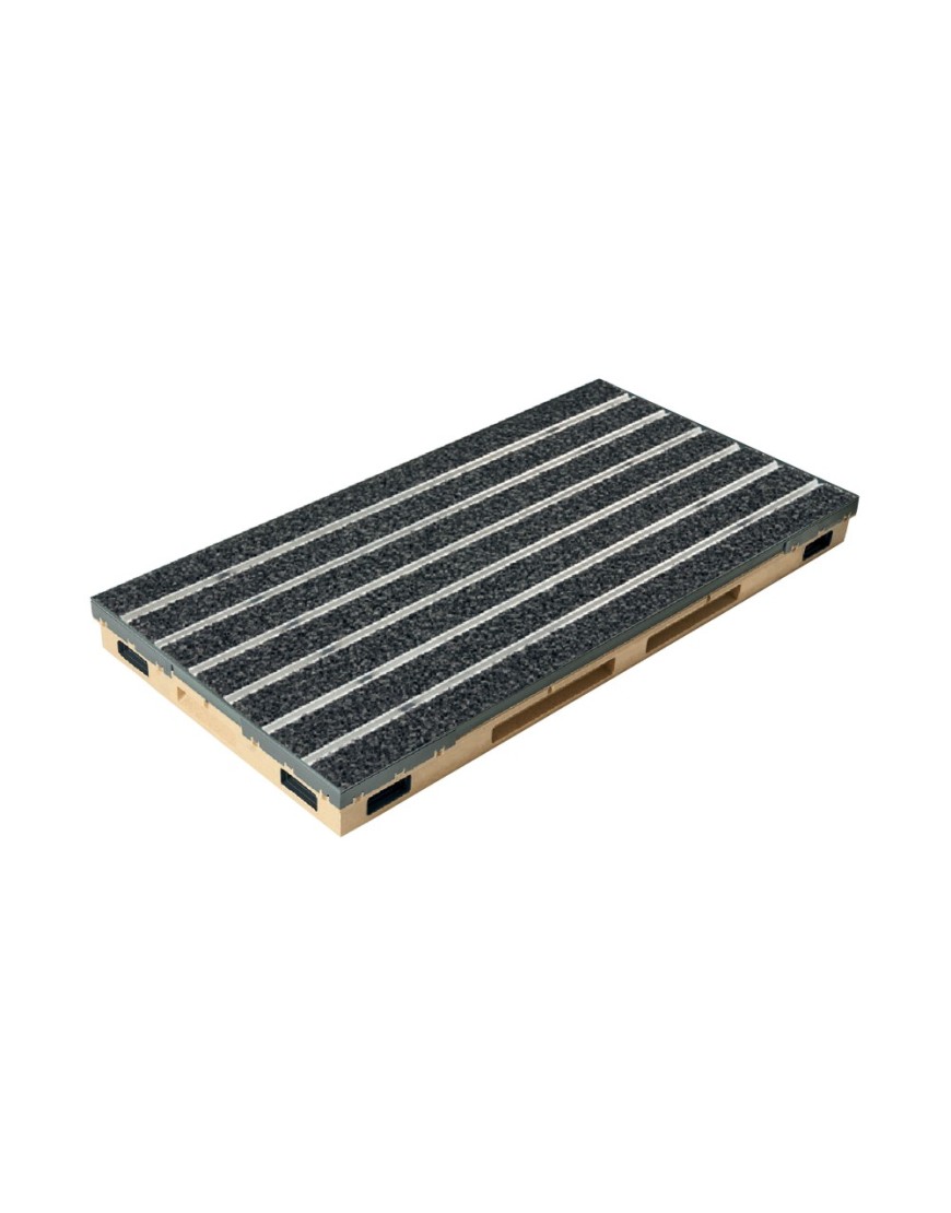 Ștergător de lábak încastrabil ACO Vario 2.0 Hybrid, cu tavă din beton cu polimeri és grătar insertie textila pentru külső, antracit, 750x500x80mm