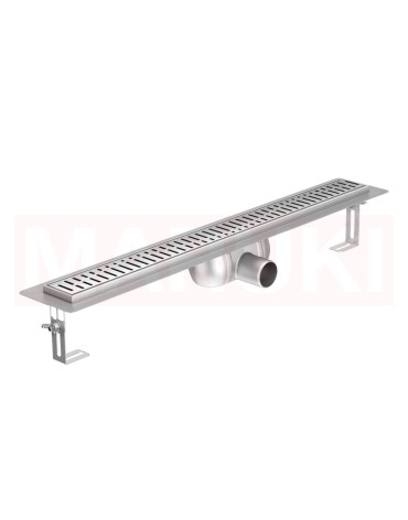 Folyóka de zuhany -ból rozsdamentes acél ACO ShowerDrain C cu karima vízszintes, rács Wave, hossz 685mm, h=92mm