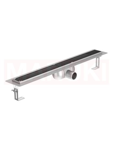 Folyóka de zuhany -ból rozsdamentes acél ACO ShowerDrain C cu karima vízszintes, rács Tile, hossz 685mm, h=92mm