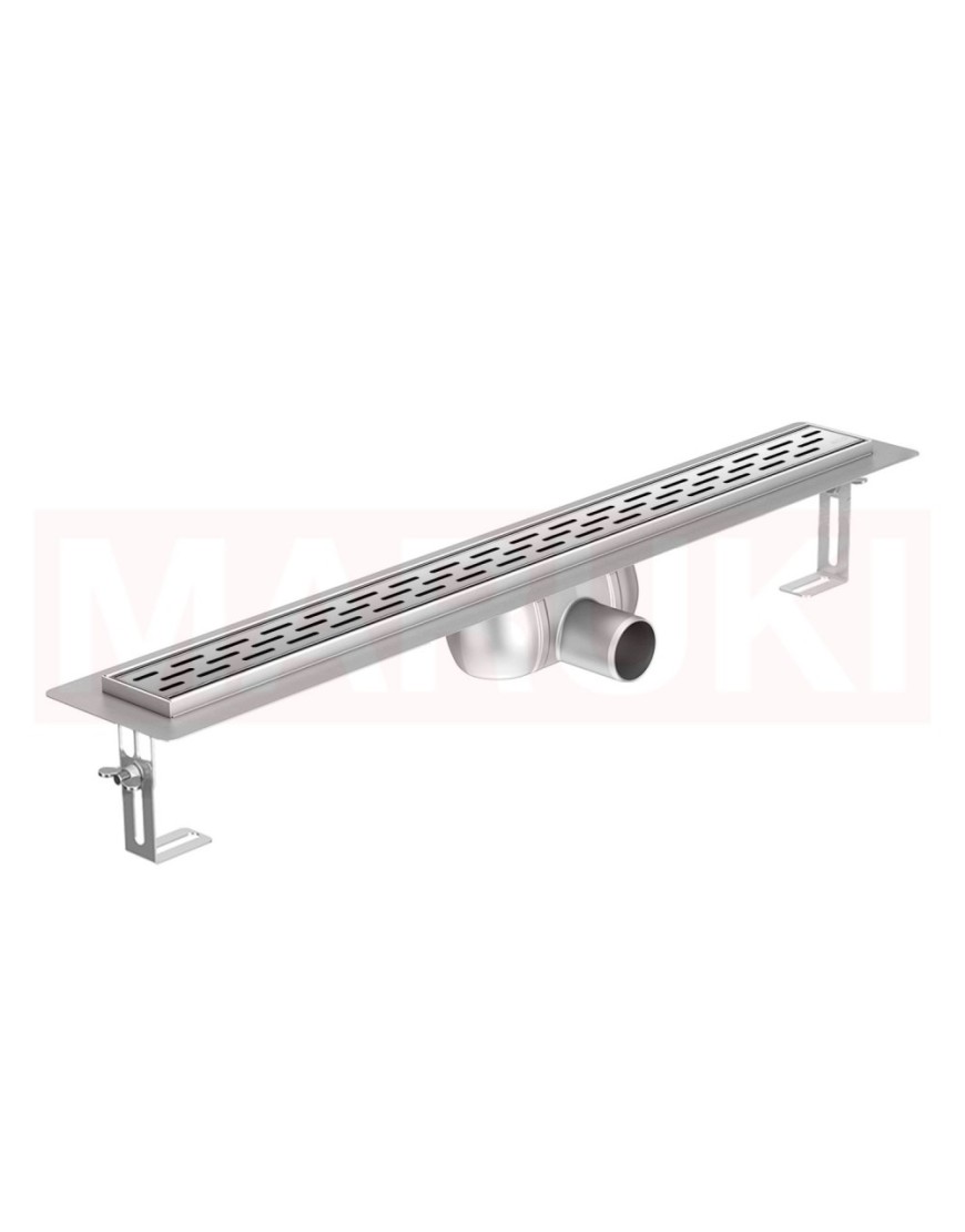 Folyóka de zuhany -ból rozsdamentes acél ACO ShowerDrain C cu karima vízszintes, rács Slot, hossz 1185mm, h=92mm