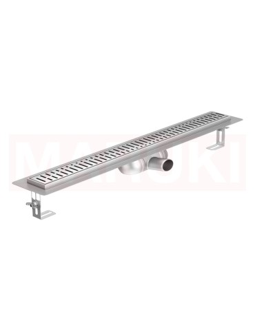 Rigola de dus din rozsdamentes acél ACO ShowerDrain C cu flansa vízszintes, gratar Wave, hossz 1085mm, h=69mm