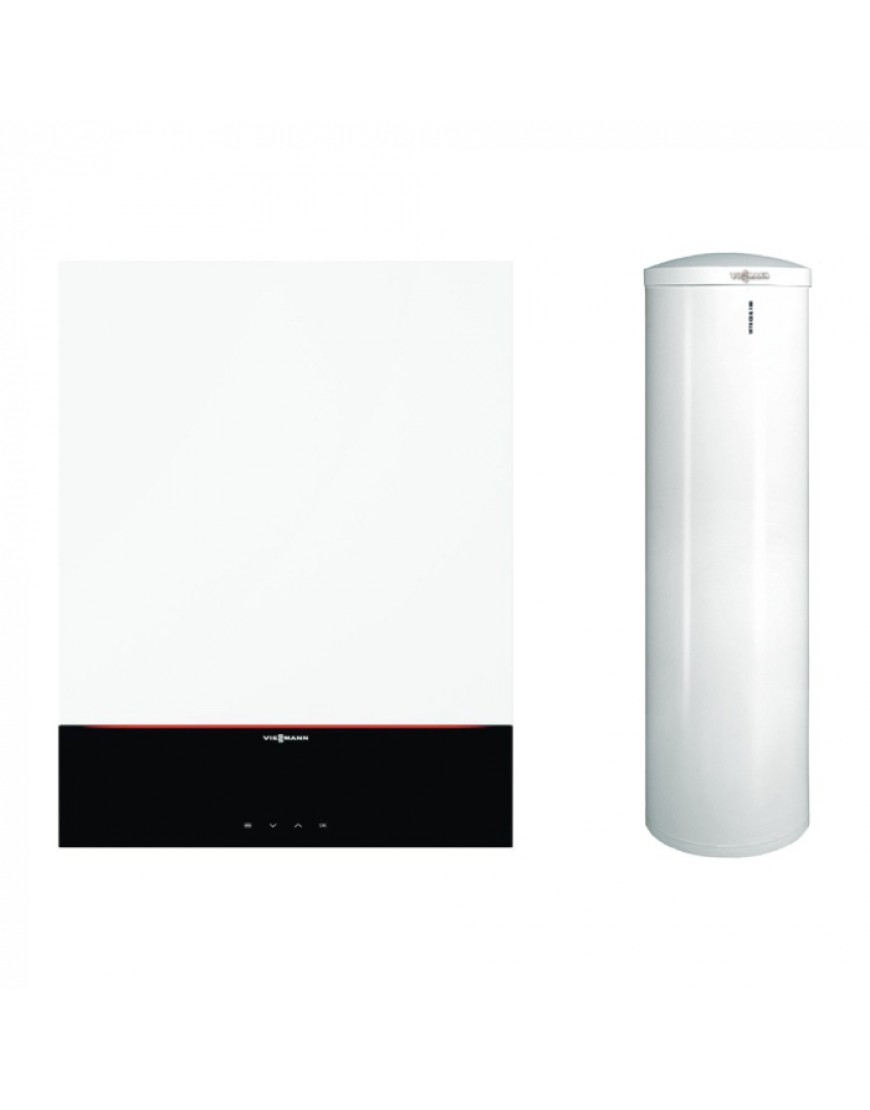 Pachet fűtési kazán Viessmann Vitodens 200-W 32kW cu afișaj digital 3.5” cu boiler bivalent Vitocell 300 liter