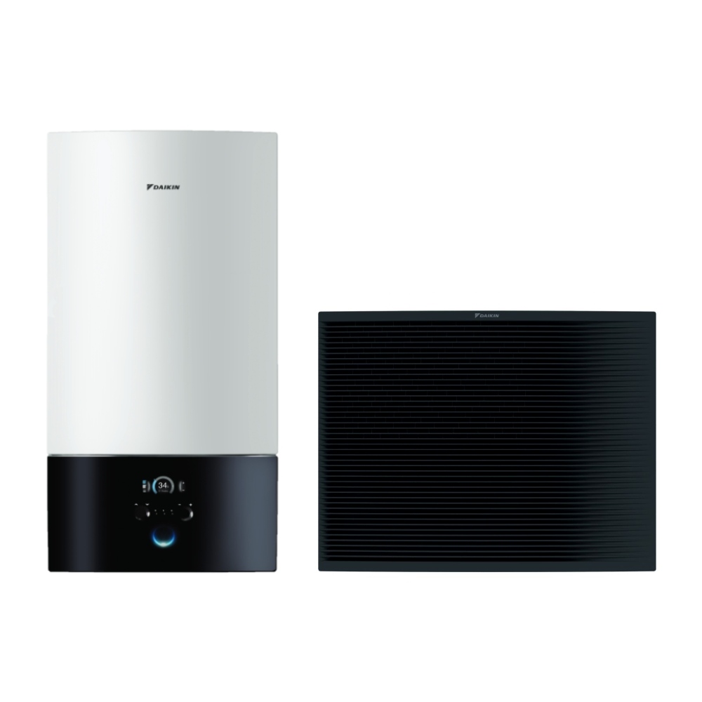 Pompă de căldură Daikin Altherma 3 H HT W ETVH — unitate interioară cu rezervor 180L și unitate externă EPRA