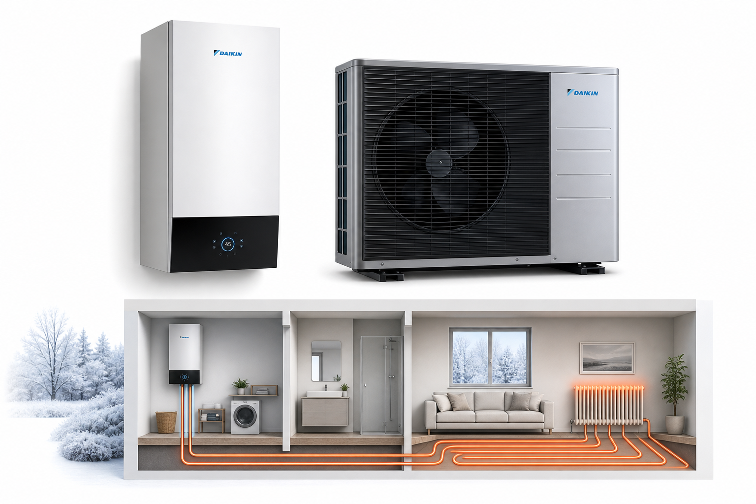 Pompă de căldură Daikin Altherma 3 H MT ETVH12S23E6V EPRA10EV3 încălzire și ACM