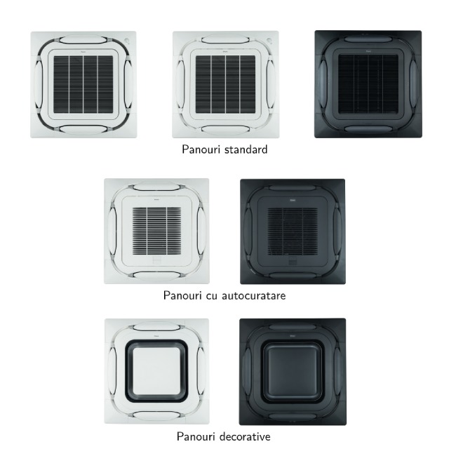 Daikin FCAG-B 3 tipuri panouri standard autocuratare decorative alb negru SkyAir Alpha
