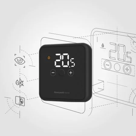 Termostat digitális Honeywell DT4R fekete vezeték nélküli nem programozható
